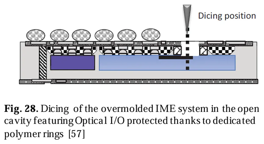 在開放式腔體中切割過模IME系統(tǒng)，該腔體通過專用聚合物環(huán)保護(hù)光學(xué)/O[