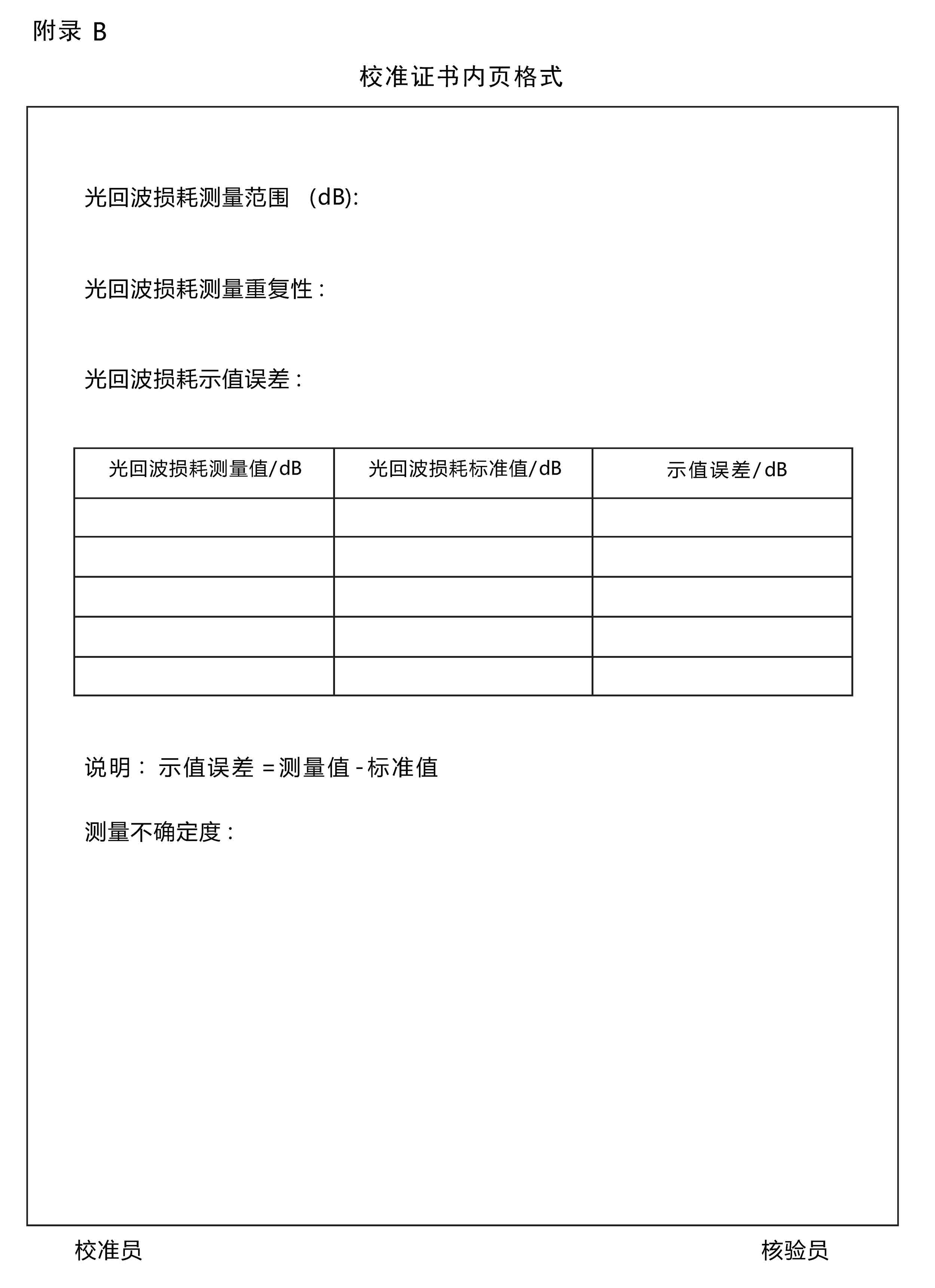 通信用光回波損耗儀校準(zhǔn)規(guī)范 - 附錄 B