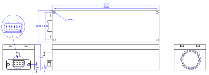 OSW-1×4-Hi 980nm機(jī)械式光開(kāi)關(guān)產(chǎn)品尺寸圖 - 廣西科毅光通信